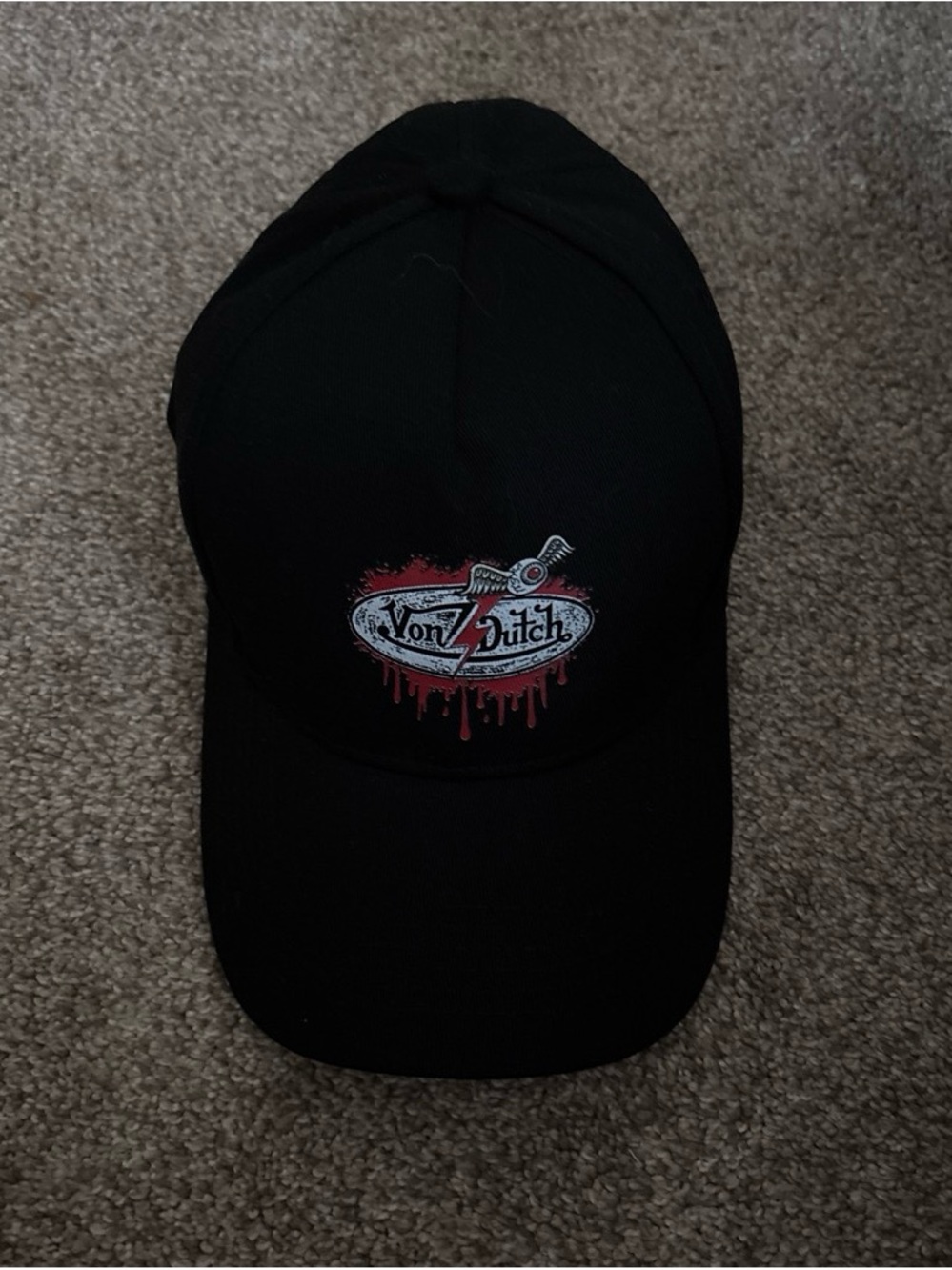 Von Dutch Black Hat with Red and White Logo